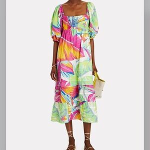 Farm Rio tropical leaf midi dress